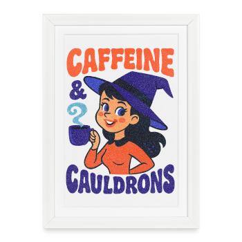 Sorcière de la caféine et des chaudrons - Affiche encadrée (27 × 37 cm) - blanc - Devant
