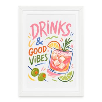 Colorful Cocktail Summer Party Drinks - Framed poster (27 × 37 cm) - white - Front