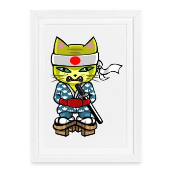 Chat mouraÏ - Affiche encadrée (27 × 37 cm) - blanc - Devant