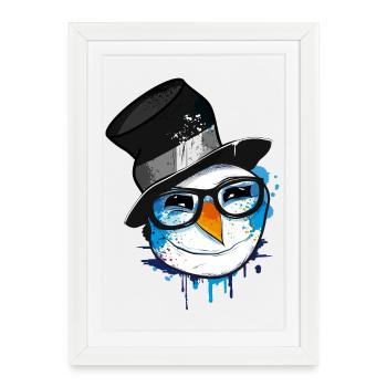 Snowman with nerd glasses - Framed poster (27 × 37 cm) - white - Front
