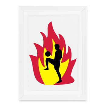 Feu de football - Affiche encadrée (27 × 37 cm) - blanc - Devant