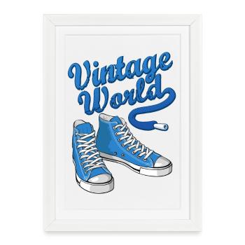 Baskets bleu cru - Affiche encadrée (27 × 37 cm) - blanc - Devant