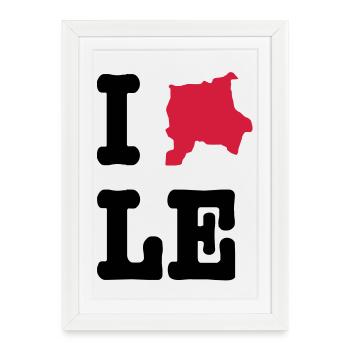 I Love Leipzig (I heart LE) - City Outline - Affiche encadrée (27 × 37 cm) - blanc - Devant