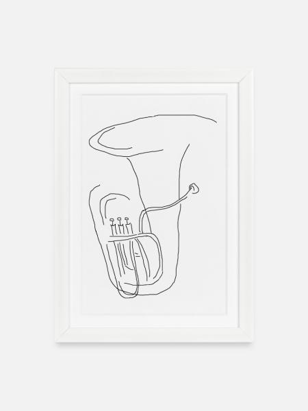 Tuba - Gerahmtes Poster (27 × 37 cm) - Weiß