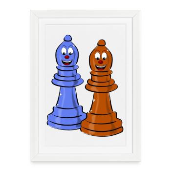 échecs - Affiche encadrée (27 × 37 cm) - blanc - Devant