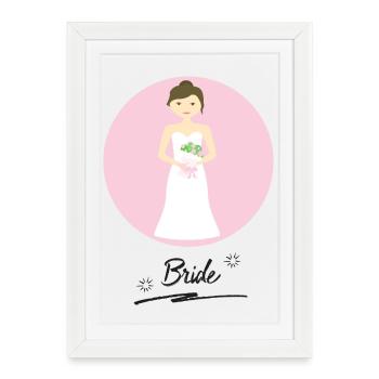 jeune mariée - Affiche encadrée (27 × 37 cm) - blanc - Devant