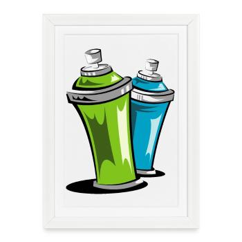 Sprayer Symbol Can Cans Street Art Colors - Framed poster (27 × 37 cm) - white - Front