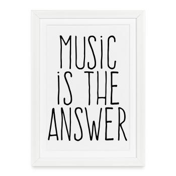 Music Is The Answer | Minimalist Hand-Drawn  - Framed poster (27 × 37 cm) - white - Front