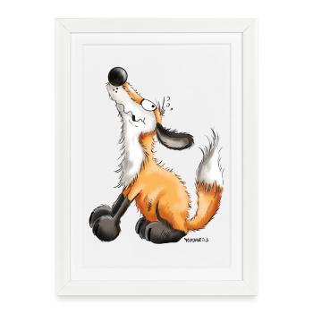 Renard comique - Affiche encadrée (27 × 37 cm) - blanc - Devant