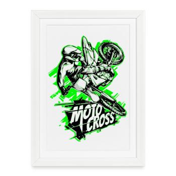 Motocross - Affiche encadrée (27 × 37 cm) - blanc - Devant