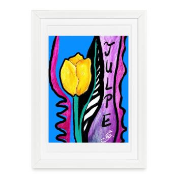 EG Fleurs I Tulipes I Holland i vacances anniversaire - Affiche encadrée (27 × 37 cm) - blanc - Devant