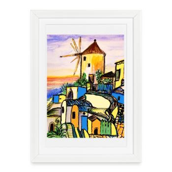 CE Vacances I Mer I Grèce I Crète I Aquarelle - Affiche encadrée (27 × 37 cm) - blanc - Devant