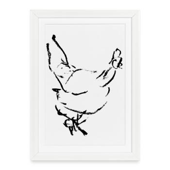 Poule - Dessin / POULET - Affiche encadrée (27 × 37 cm) - blanc - Devant
