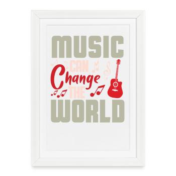 Music changes the world Design - Framed poster (27 × 37 cm) - white - Front