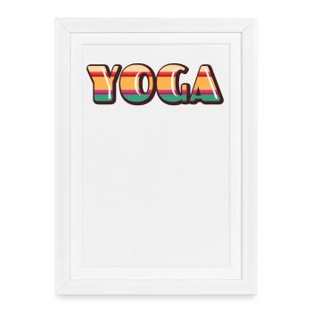 Lettrage de yoga coloré rétro - Affiche encadrée (27 × 37 cm) - blanc - Devant
