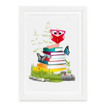 Knowledge-thirsty bookworm while reading a book - Framed poster (27 × 37 cm) - white - Front