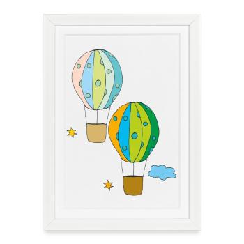 montgolfière 2 fois - Affiche encadrée (27 × 37 cm) - blanc - Devant