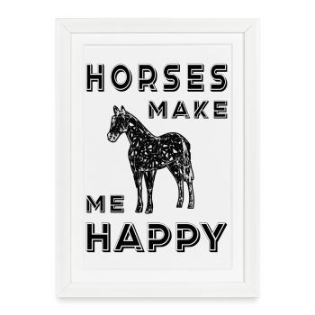 Chevaux Cheval Amour, J’aime Chevaux Poney - Affiche encadrée (27 × 37 cm) - blanc - Devant