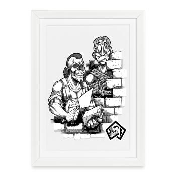 Bricklayer, master mason, craftsman - Framed poster (27 × 37 cm) - white - Front