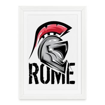 Rome Rome Roman Symbole Illustration Casque Gladiateur - Affiche encadrée (27 × 37 cm) - blanc - Devant