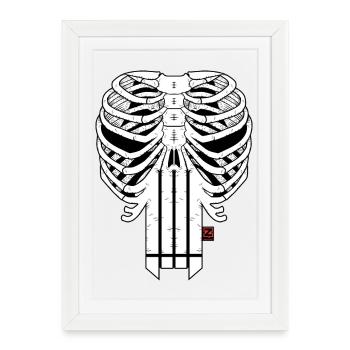 SPECTACLE D’HORREUR HARDCORE SKULL - Affiche encadrée (27 × 37 cm) - blanc - Devant