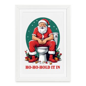 Santa Claus on toilet - Framed poster (27 × 37 cm) - white - Front