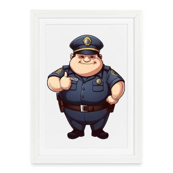 fat policeman - Framed poster (27 × 37 cm) - white - Front