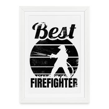Best firefighter - Framed poster (27 × 37 cm) - white - Front