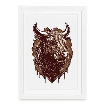 Tête de taureau - Affiche encadrée (27 × 37 cm) - blanc - Devant