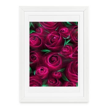 Romance Bouquet de roses rouges Amour Moderne - Affiche encadrée (27 × 37 cm) - blanc - Devant