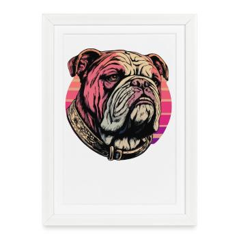 Stylish Bulldog Art Print - Framed poster (27 × 37 cm) - white - Front