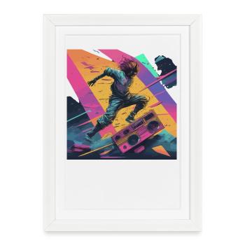 Urban dance vibe with colour explosion - Framed poster (27 × 37 cm) - white - Front