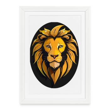 Lion - Affiche encadrée (27 × 37 cm) - blanc - Devant
