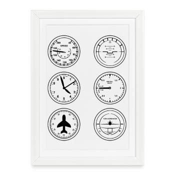 Instruments de vol - Affiche encadrée (27 × 37 cm) - blanc - Devant