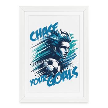 Illustration artistique de football : Poursuivez vos objectifs ! - Affiche encadrée (27 × 37 cm) - blanc - Devant