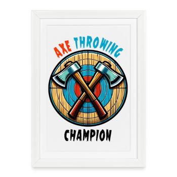 Hache à lancer une hache Sport Design - Affiche encadrée (27 × 37 cm) - blanc - Devant