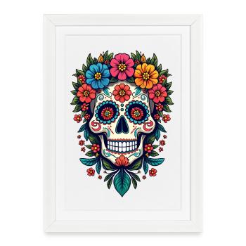 Festive Dia de los Muertos, Day Of The Dead - Framed poster (27 × 37 cm) - white - Front