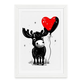 Orignal avec ballon coeur - Heartful Creatures - Affiche encadrée (27 × 37 cm) - blanc - Devant