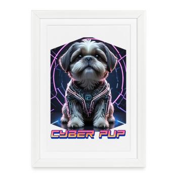 Cyber Pup Shih Tzu Dog - Framed poster (27 × 37 cm) - white - Front