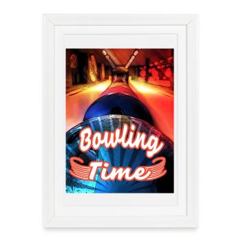 Son heure de bowling - Affiche encadrée (27 × 37 cm) - blanc - Devant