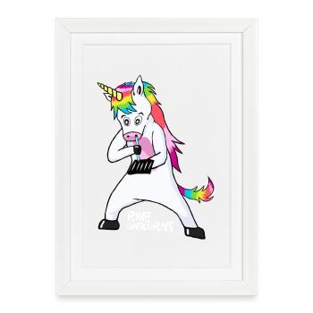 Rave Unicorns Ligne Blanc Logo 18+ - Affiche encadrée (27 × 37 cm) - blanc - Devant