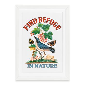 Trouvez refuge dans l’art de la nature - Affiche encadrée (27 × 37 cm) - blanc - Devant