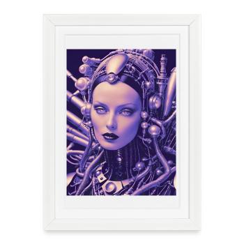 BioCyber Queen : Portrait en métal - Affiche encadrée (27 × 37 cm) - blanc - Devant