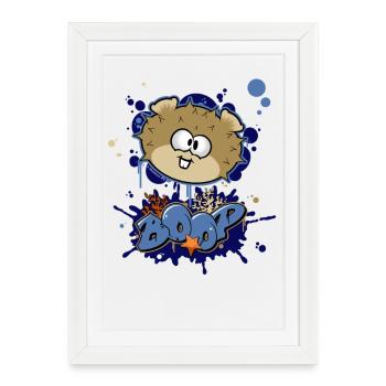 Graffiti Pufferfish - Framed poster (27 × 37 cm) - white - Front
