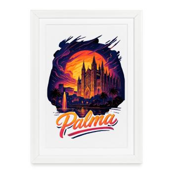 Palma Capital Mallorca Silhouette Cadeau - Affiche encadrée (27 × 37 cm) - blanc - Devant