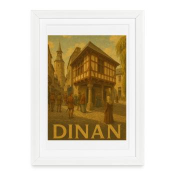 Medieval city life in Dinan - Framed poster (27 × 37 cm) - white - Front