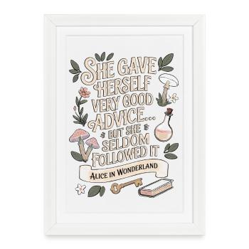 Très bon conseil Alice au pays des merveilles Citation - Affiche encadrée (27 × 37 cm) - blanc - Devant