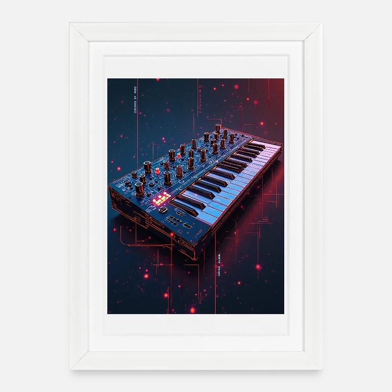 Futuristic Synthwave Music Console - Framed poster (27 × 37 cm) - white