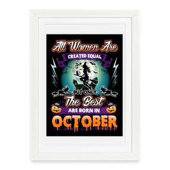 Les meilleurs sont nés en octobre - Sorcière - Affiche encadrée (27 × 37 cm) - blanc - Devant