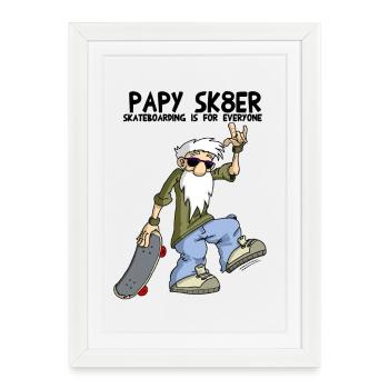 Papy SK8er - Affiche encadrée (27 × 37 cm) - blanc - Devant